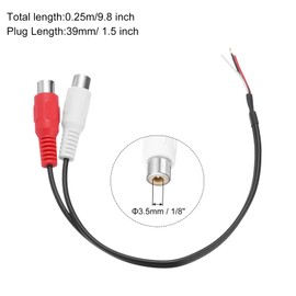 QUARKZMAN 5pcs Speaker RCA Male to Bare Cable End Open End RCA Audio Cable Male Female Adapter for Amplifier Receiver Speaker Cable 0.25m