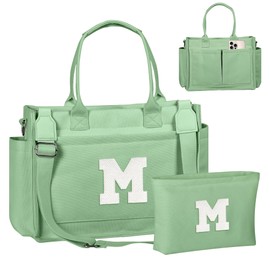 Freesya Monogrammed Tote Bag for 12 13 14 15 16 17 18 19 20 Years Old Women Girls, Birthday Gifts Idea, Gift for Best Friends, Sister, Roommate, Canvas Travel Totes with Zipper, Adjustable Strap