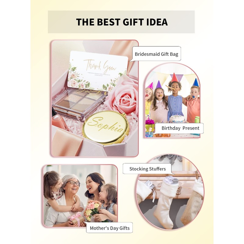 Getinbulk Compact Mirror for Purse, Double-Sided 1X/2X Magnifying Metal Pocket