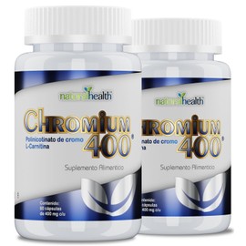 Natural Health Chromium 400 Suplemento Alimenticio Polinicotinato Cromo Carnitina Duopack Frascos Cápsulas