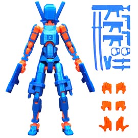 (Assembly Completed) 3D Printed T13 Action Figure, Dummy 13 Collectible Action Figure Articulated, for Collectors Desktop Decorations,muñeco de acción (Blue Orange)