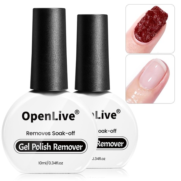 OPENLIVE 2 Bottles of 10ml Nail Gel Quick Remover, Professional