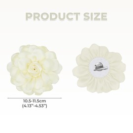 Rose Flower Fabric Hair Clips & Brooch Pins Set - Dual-Function Accessories for Women's Wedding, Party & Dance Events (Cream)