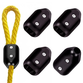 4 Pcs Black Plastic Rope Clamps Rope Loop End Clip Plastic Clips for Rope Suitable for 3/8 Inch Twisted Rope, Braided Rope, Wire Rope or Dog Leash Non-Easily Damaged and Reusable (3/8 Inch)