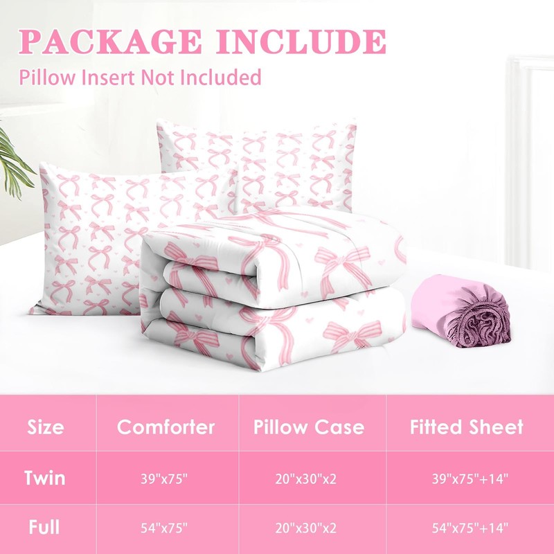 Nesker Twin Zipper Bedding, Ribbon Bow Knot Zipper Bedding Sets