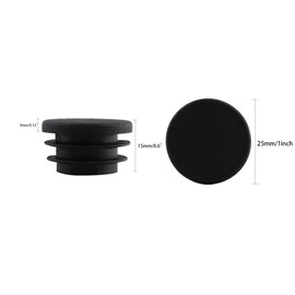 bociloy 30Pcs 25mm/1Inch Round Plastic Plug, Round Pipe Tubing End Cap, Black Furniture Finishing Sliders, Plastic Glide Protection for Round Metal Tube and Furniture