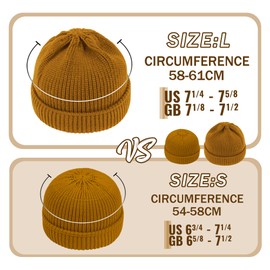 Clakllie Knit Beanie Winter Hat Solid Color Watch Cap Classic Cuff Stocking Hats Outdoor Skullcap for Daily Wear,S-Camel