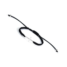 COLORFUL BLING Cross Bracelet for Women Men Stainless Steel Adjustable Braided String Sideways Bracelet Protection Prayer Amulet Christian Jewelry-black