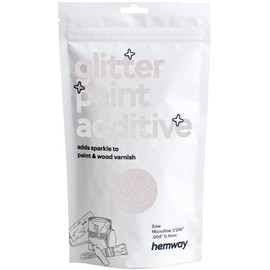 Hemway Glitter Paint Additive Crystals for Acrylic Emulsion Paint, Interior & Exterior Walls, Wood, Varnish, Matt, Gloss 100g / 3.5oz - Microfine (1/256" 0.004" 0.1mm) - Mother of Pearl Iridescent