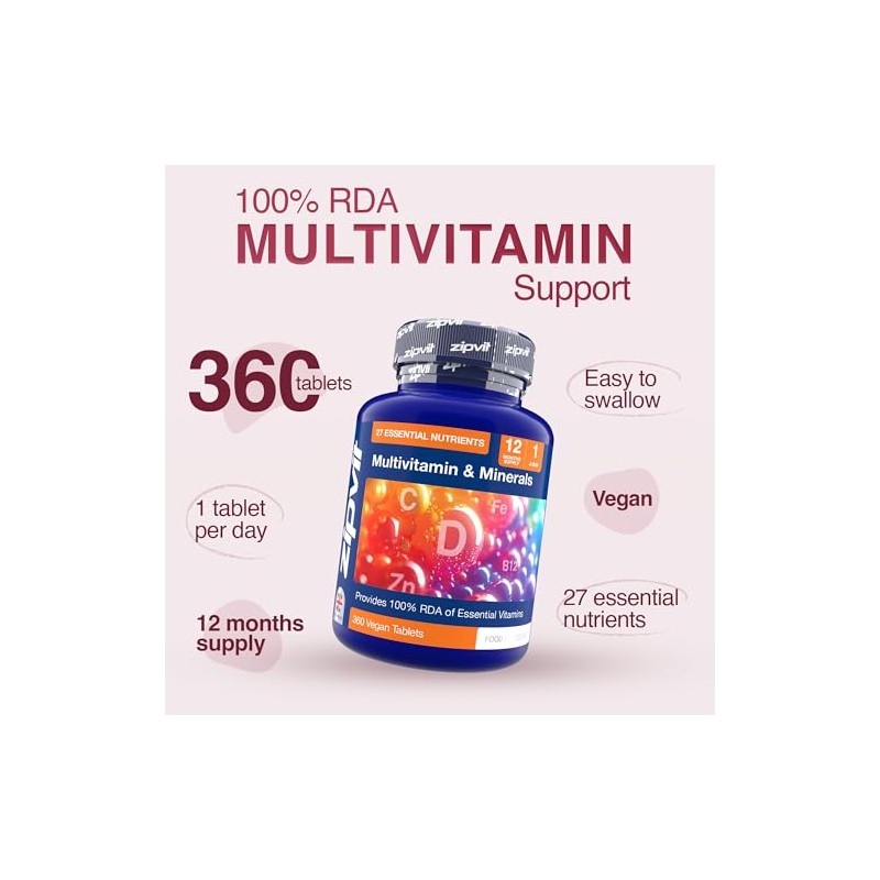 Zipvit Multivitamin & Minerals, 27 Essential Nutrients, 100% Daily Multivitamins,