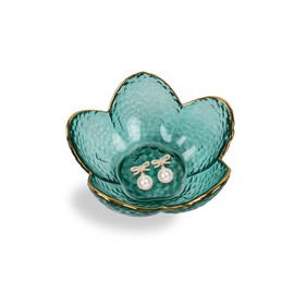 Dmnnlp Small Glass Trinket Dish, Jewellery Dish Trinket Tray, Jewelry Plate for Rings Earrings Necklace and other Small Accessorie, Gift for Wife Mom Daughter-Green