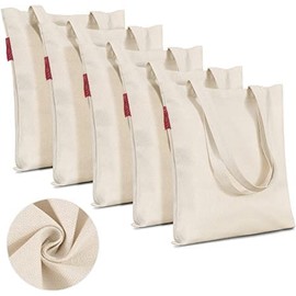 Saan Club 5 PCS Blank Canvas 100% Cotton 15 X 16 inch blank tote bag, reusable grocery cotton tote bags Suitable for Promotion, DIY, Advertising, Giveaway, Gift, Activity