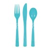 Unique 47134 Reusable Plastic Cutlery Set for 6 Guests (18 Pieces) -Teal Colour-Pack of 18