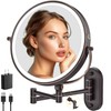IMIKONA 9" Wall Mounted Lighted Makeup Mirror,4000mAh Rechargeable Double Sided