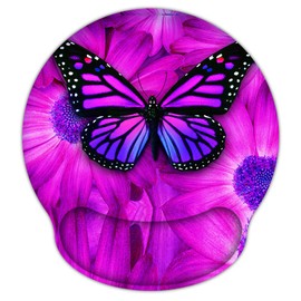 Mibbxea Ergonomisches Mauspad mit Gelkissen,Mausmatte mit Handgelenkauflage,Schmerzfreies Persönliches Mauspad mit Untersetzer für Computer,Laptop,Büro,Schreibtisch (Großer Schmetterling)