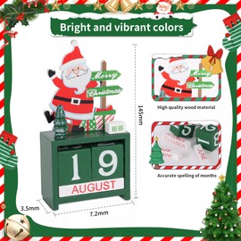 Wooden Christmas Advent Calendar Wooden Xmas Countdown Calendar Blocks, Xmas Calendar Detachable Blocks Desk Calendar Santa Claus For Xmas Home Office Decor Kids Gift Red