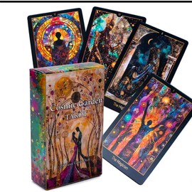 Cosmic Garden Tarot Cards, 78 Deck, 4.9 x 2.4 inches (10 x 6 cm) Pocket Size, Mysterious Space Design
