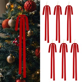CRAFTYMELODY 12Pcs Velvet Christmas Swag Bow Vintage Bowknot Ribbon Ornaments Polyester Bowknot Pendant Tree Topper Wreath Bows Decorations for Home Christmas Tree Indoor Outdoor Decoration
