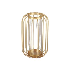 LiebeWH Jarrón Decorativo de Hierro Forjado, Farol Nórdico, Terrario de Cristal, Florero para Mesa Centro Hogar Oficina