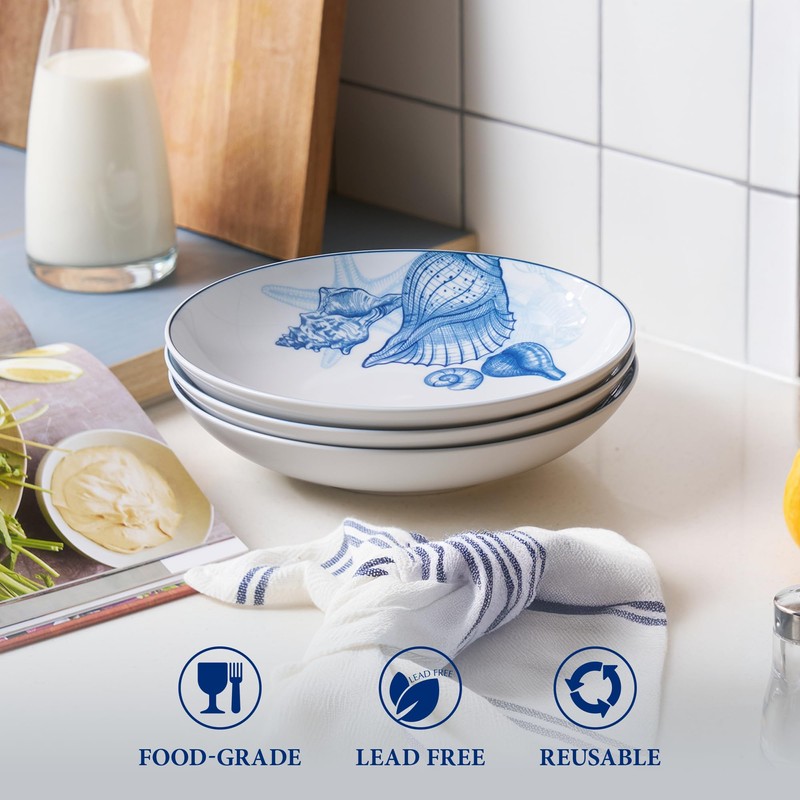 Minh Long Porcelain Plates Set of 6, Blue and White