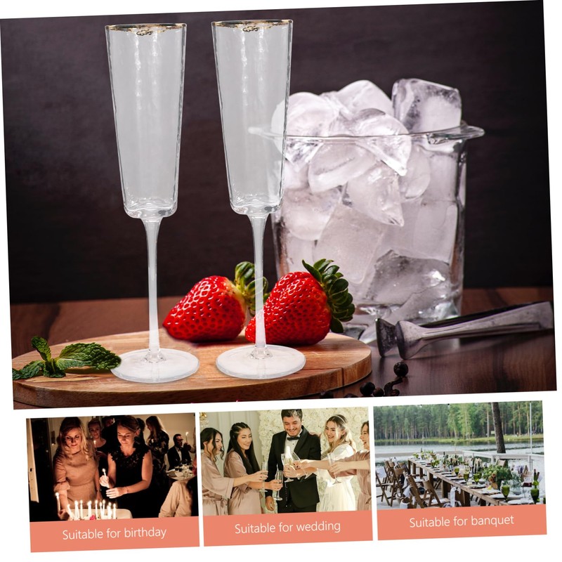 NOLITOY 2pcs Elegant Crystal Flutes for Wedding Toasting Unique Hammered