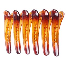 Fodattm 12PCS Professional Hairdressing Salon Duckbill Clip Plastic Non Slip Alligator Hairpin Simple Hairgrip Hair Clip Hair Barrettes for Hair Styling and Sectioning (Length -3.7in, Brown)