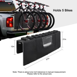 MDSTOP Tailgate Pad for Mountain Bike, Truck Tailgate Bike Pad with Reflective Strips,Tool Pockets, Backup Camera Opening, MTB Tailgate Pad Carries Up to 5 Bikes, E-Bikes, BMX&Road Bikes (Black, L)