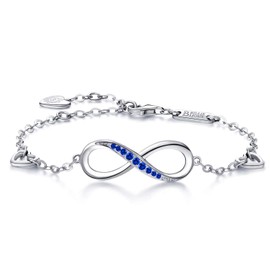 Billie Bijoux Womens 925 sterling Silver Infinity Endless Love Symbol Charm Adjustable Women's Bracelet