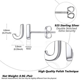Silvora Silver Earring for Her Sparkly Initials J Studs Jewelry Sterling Silver Alphabet Ear Stud for Party Prom Wear