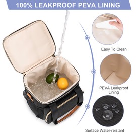 BABEYER Breastmilk Cooler Bag with Ice Pack for Bottles and Baby Products, Bottle Cooler Bag with Adjustable Shoulder Strap for Travel, Picnic and Working Moms-Black