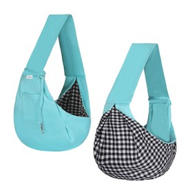FDJASGY Small Pet Sling Carrier-Hands Free Reversible Pet Papoose Bag Tote Bag with a Pocket Safety Belt Dog Cat for Outdoor Travel Paleturquoise