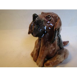 Bailey... Beautiful WhimsiClay One-of-a-kind Bloodhound Sculpture & free dog pin