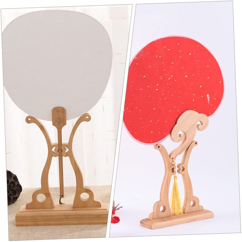 VILLFUL Traditional Chinese Style Folding Stand Stable Circle Fan Holder