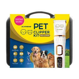 Xtreme Pet Hair Clippers, Rechargeable Hair Clippers for Pets with Self-Sharpening & Heat-Resistant Ceramic Blades, Low-Noise Quiet Motor, Clippers for Dogs & Cats with Guide Combs, Scissors, Pliers