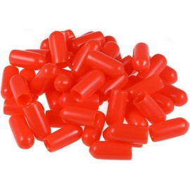 TA-VIGOR 200Pcs Rubber End Caps, 4mm ID Round Flexible Screw End Caps Thread Protectors, Red Vinyl Bolt Covers Rubber Covers for Screws, Tubes, Cables, Wires, etc
