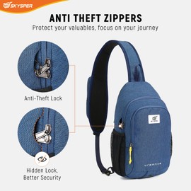 SKYSPER Sling Bag Anti Theft Crossbody Backpack RFID Lightweight Travel Shoulder Chest Bag for Hiking Walking