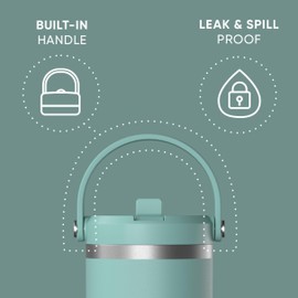 Hydrapeak Nomad 32 oz Tumbler with Handle and Straw Lid, Leakproof, Double Insulated, 32oz Cup Stainless Steel (Pale Sage)