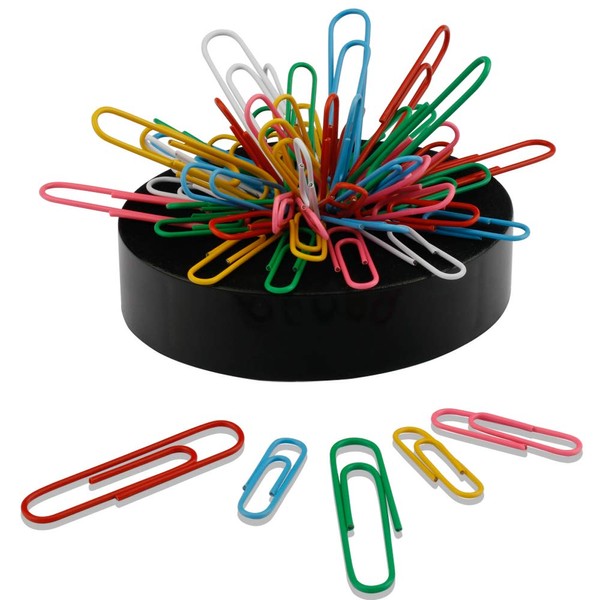 Cute Magnetic Paper Clips Holder with Assorted Size and Colors Paper Clips (160 Pieces) for Office Desk Decor, Funny Dispenser Organizer Container Securely Hold Paperclips Staples Push Pins Hairclips
