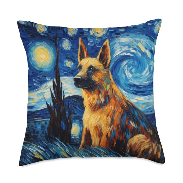 German Shepherd Art Starry Night Vincent Van Gogh Dog Pet