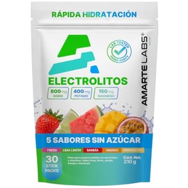 AMARTE LABS Electrolitos sin Azúcar, 30 Stick Packs, 800 mg Sodio  400 mg potasio  150 mg magnesio  5 sabores  Sin calorías  Fácil de llevar          