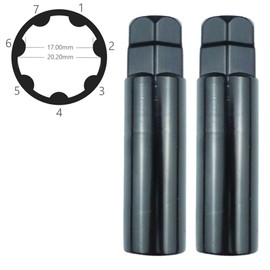 WHEEL CONNECT Lug Nuts Key, for Spline Drive Lug Nuts and Bolts, 7 Points Spline Lug Nuts Socket ，21 mm (13/16”) & 22 mm (7/8”) Hex, Black Finish. Pack of 2.
