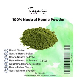 110 g Neutral Henna Powder - Henna Neutral for Hair Cleansing Regulating Gives Volume Strengthening - Cassia Obovata - Fine Powder, 100% Natural, Pure and No Additives | Tazarin Ltd