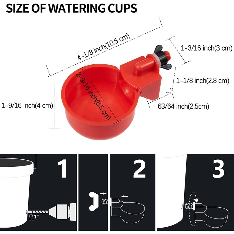 12-Pack Automatic Chicken Waterer Cups - Gravity Fed Poultry Watering