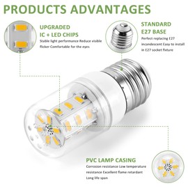 MIFLUS LED Refrigerator Light Bulb 5304511738 kei d34l Refrigerator Bulb,Refrigerator LED Bulb(3.5W 85V-265V E26/27 White Light) Appliance Light Bulb Replace AP6278388