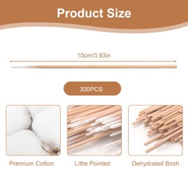 RDNKVB Pack of 300 Cotton Buds Tip Micro Applicator Brushes Eyelash Extensions Wooden Sticks Micro Brushes Cleaning Sticks for Eyebrow Makeup Tattoo Nails Cleaning
