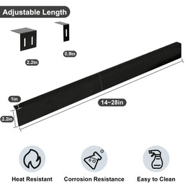 15.7" - 28" Stove Gap Filler, Slide-in Range Rear Filler Kit - Stainless Steel Backsplash for Stove, Easy to Install Backsplash Behind Stove Between Stove Range and Wall for Most Kitchen Stoves -Black