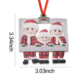 Christmas Picture Frame Ornaments DIY Ornaments for Christmas Tree Decoration Accessories Family Photo Frame Ornament Family of 3 Picture Frame Ornament for Christmas Tree Ornament