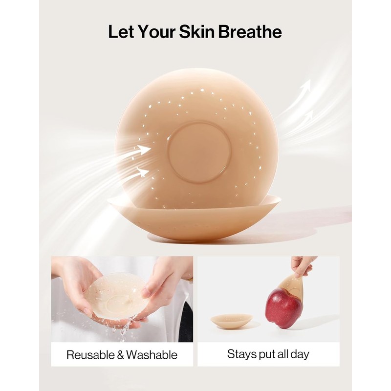 Ubras - Fundas para pezones para mujer, reutilizable, transpirable, invisible,