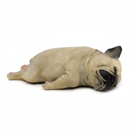Comfy Hour 5.6" Lying Pug Figurine, Fawn Brown Artisan Dog Statue, Detailed Sleeping Pug Sculpture for Home Office Desk Decor, Polyresin Collectible, 1 Unit