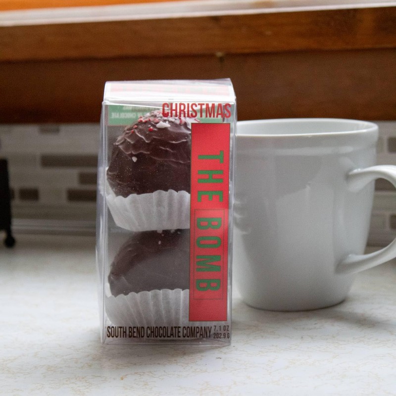 South Bend Chocolate Company Hot Chocolate Bomb with Peppermint Flakes,